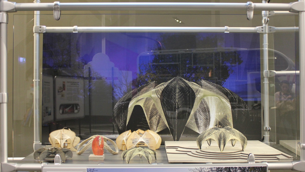 Samples and models of ICD/ITKE Research Pavilion 2012